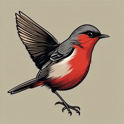 Robin clipart - Small bird with a distinctive red breast taking flight, ,color clipart vector style