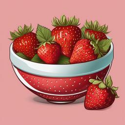 Strawberry clipart - fresh strawberries in a bowl  