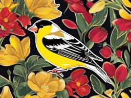 American Goldfinch Sticker - A bright American goldfinch with vibrant plumage, ,vector color sticker art,minimal