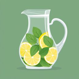 Lemon and Mint Infused Water Clipart - A pitcher of lemon and mint infused water.  color vector clipart, minimal style