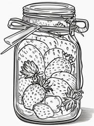 Food Coloring Pages - Jar of strawberry jam with spoon  simple coloring pages