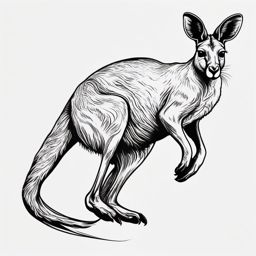 Kangaroo Tattoo - Bouncing kangaroo carrying a joey in its pouch  few color tattoo design, simple line art, design clean white background