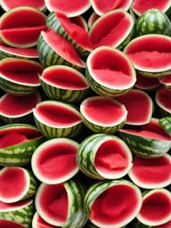 watermelon sorbet served in a hollowed-out watermelon shell. 