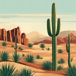 Cactus clipart - tall cactus in a desert landscape  