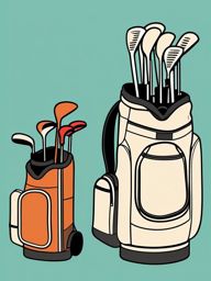 Golf Bag and Clubs Clipart - A golf bag filled with golf clubs.  color vector clipart, minimal style