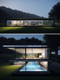 sleek and minimalist glass house with panoramic views - minecraft house design ideas 