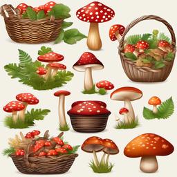 Mushroom clipart - mushrooms in a basket  