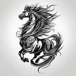 Dragon Horse Tattoo - Symbolize strength and mythical power with a dragon horse tattoo, featuring a combination of dragon and horse elements in a visually striking design.  simple tattoo,minimalist,white background