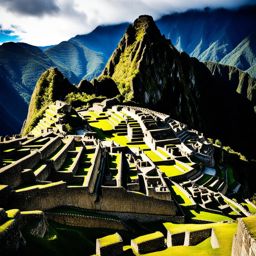 incan stone citadels, with precise masonry, crown the peaks of machu picchu, peru. 