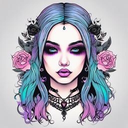 pastel goth tattoo  simple vector color tattoo