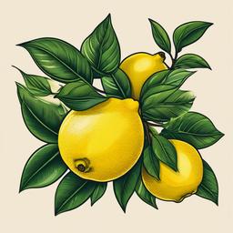 lemon branch tattoo  simple vector color tattoo