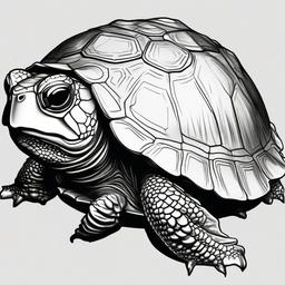 drawing of a common musk turtle  minimal rough sketch scribbles,doodles,black and white