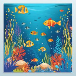 Underwater World clipart - A glimpse of the underwater world in the lake., ,vector color clipart,minimal