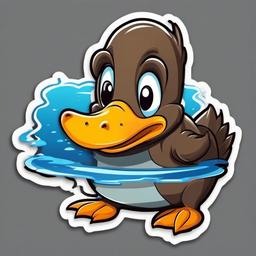 Platypus cartoon - unique, duck-billed swimmer  cartoon sticker style