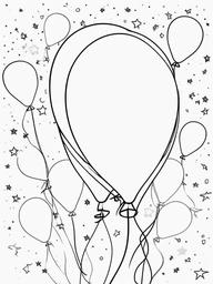 Birthday Balloons with Stars Coloring Pages - Balloons Covered in Stars and Sparkles  minimal black outline printable sheet, coloring page