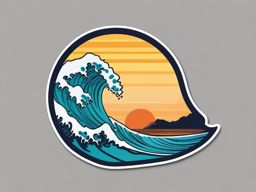 Surfboard wave sticker, Beachy , sticker vector art, minimalist design
