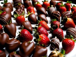 chocolate-covered strawberries dipped in dark, milk, or white chocolate. 