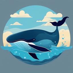 Whale cartoon - Whale gliding gracefully underwater  