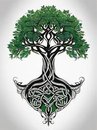 celtic tree tattoo designs  simple color tattoo,minimal,white background