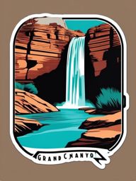 Grand Canyon Havasu Falls sticker- Stunning turquoise waterfall in the Grand Canyon, , sticker vector art, minimalist design