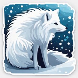 Arctic Fox Sticker - An arctic fox blending into snowy surroundings. ,vector color sticker art,minimal