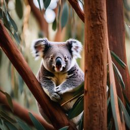 Cute Koala Navigating an Australian Eucalyptus Grove 8k, cinematic, vivid colors