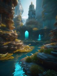Water Weird Playing in a Elemental Pool detailed matte painting, deep color, fantastical, intricate detail, splash screen, complementary colors, fantasy concept art, 8k resolution trending on artstation unreal engine 5