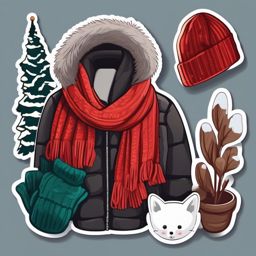 Winter scarf sticker- Cozy and stylish, , sticker vector art, minimalist design