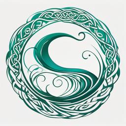 Celtic Wave Tattoo - Infuse Celtic symbolism with the fluidity of waves in a captivating Celtic wave tattoo.  simple vector color tattoo,minimal,white background