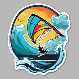 Kite Surfing Sticker - Wind-powered thrill, ,vector color sticker art,minimal