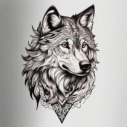 italian wolf tattoo  simple color tattoo,minimal,white background