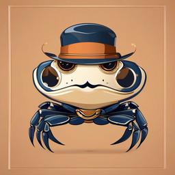 Crab clipart - crab with a monocle in a fancy outfit  color,minimalist,vector clipart