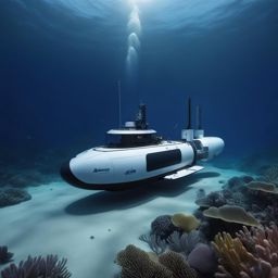 advanced underwater research submersible, exploring uncharted ocean depths and marine life. 