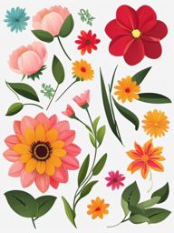 Flower Clipart,Creating a digital floral masterpiece  simple, 2d flat