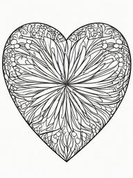 Heart with Fireworks Coloring Pages - Celebratory Hearts Bursting Like Fireworks  minimal black outline printable sheet, coloring page