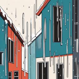 January clipart - icicles hanging from rooftops in January  color,minimalist,vector clipart