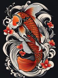 Japanese Tattoos Koi-Intricate and symbolic tattoos featuring Japanese Koi fish, symbolizing perseverance and strength.  simple color vector tattoo
