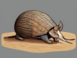 Armadillo Cartoon - Cartoon of armadillo curled up  