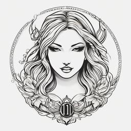 Meaningful virgo Zodiac Tattoo-Creative and meaningful tattoo design inspired by the Cancer zodiac sign, showcasing personal significance.  simple color tattoo,white background