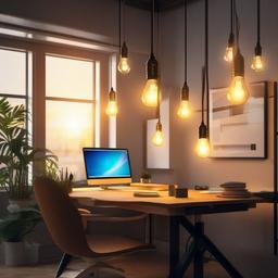 Light Bulb clipart - light bulb in a creative workspace  