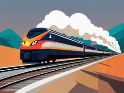 Train Clipart - A speedy train on the tracks.  color vector clipart, minimal style