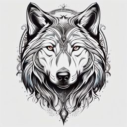 Wolf and Tattoo,harmonious fusion of human ink and the untamed essence of a wolf, alliance of souls. , color tattoo design, white clean background