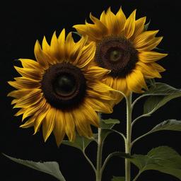 Sunflower Background Wallpaper - sunflower in black background  