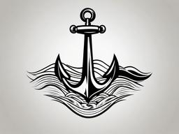 wave tattoo and anchor  simple vector tattoo design