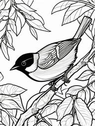 Bunting Coloring Pages - Colorful Seed Eating Songbird  minimal black outline printable sheet, coloring page