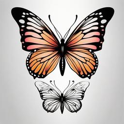 butterfly tattoo style  simple color tattoo, minimal, white background