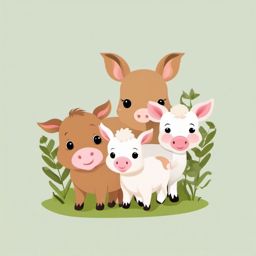 Farm Animal Babies clipart - Adorable baby farm animals, ,vector color clipart,minimal