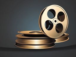 Film Reel Clipart - Old film reel rolling as a classic movie plays.  color clipart, minimalist, vector art, 