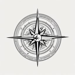 Sailor Compass Tattoo - Compass design inspired by sailor motifs.  simple vector tattoo,minimalist,white background