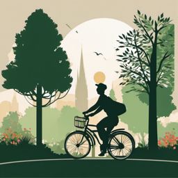 Bicycle Ride in the Park clipart - Riding a bike in the park, ,vector color clipart,minimal